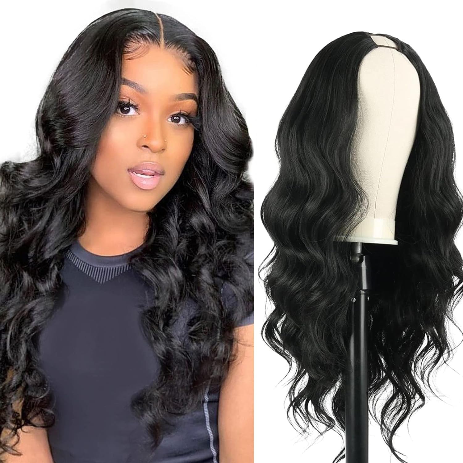 LEOSA V Part Wig Body Wave Half Wigs for Black Women No