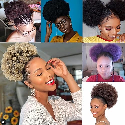 Miniatura 2 de Extensión de cola de caballo con cordón para mujer, extensiones de moño de pelo sintético para mujer, cola de caballo con cordón de afro, sensación