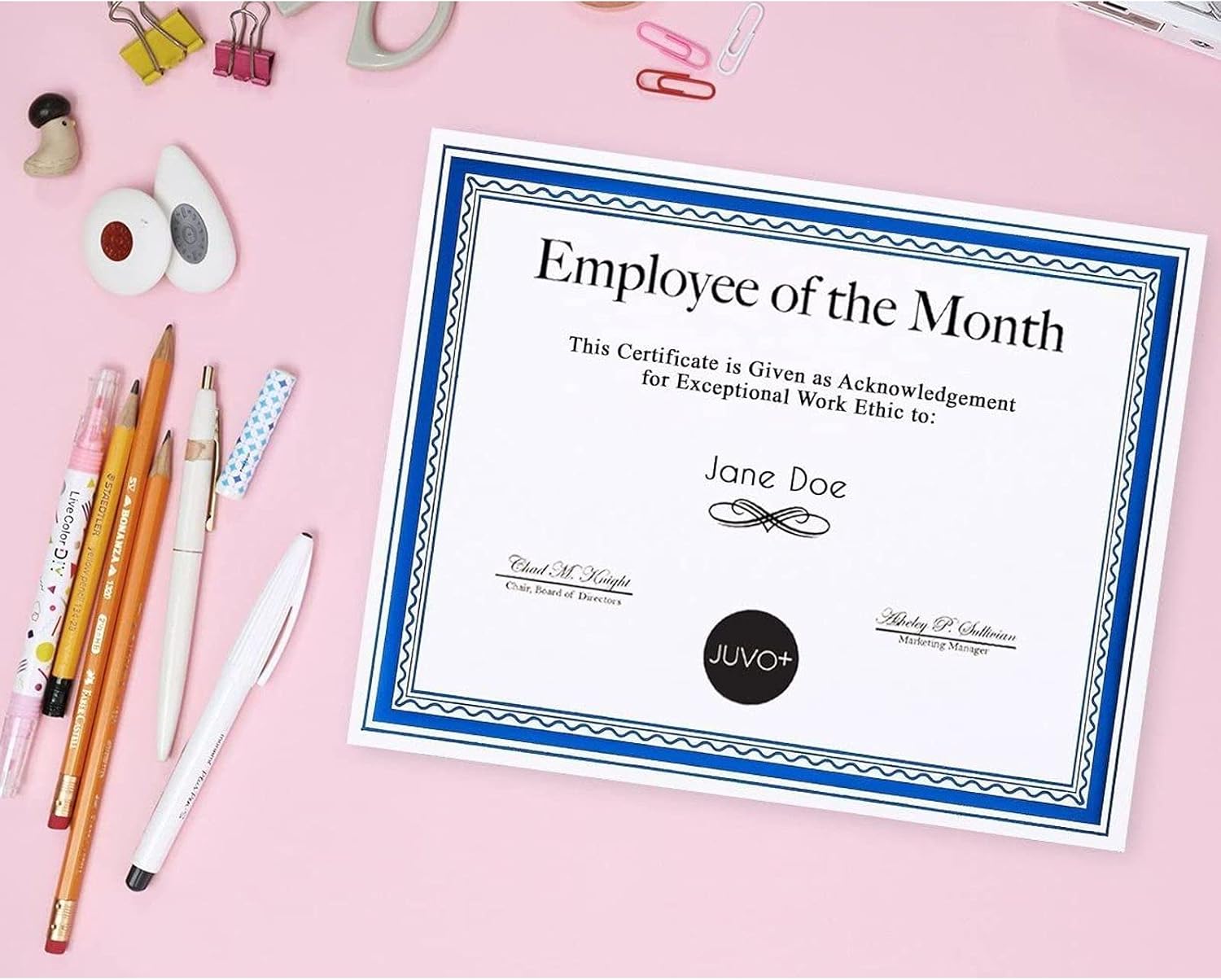 Buy Certificate Paper with Blue Foil Border, Award Certificates (White