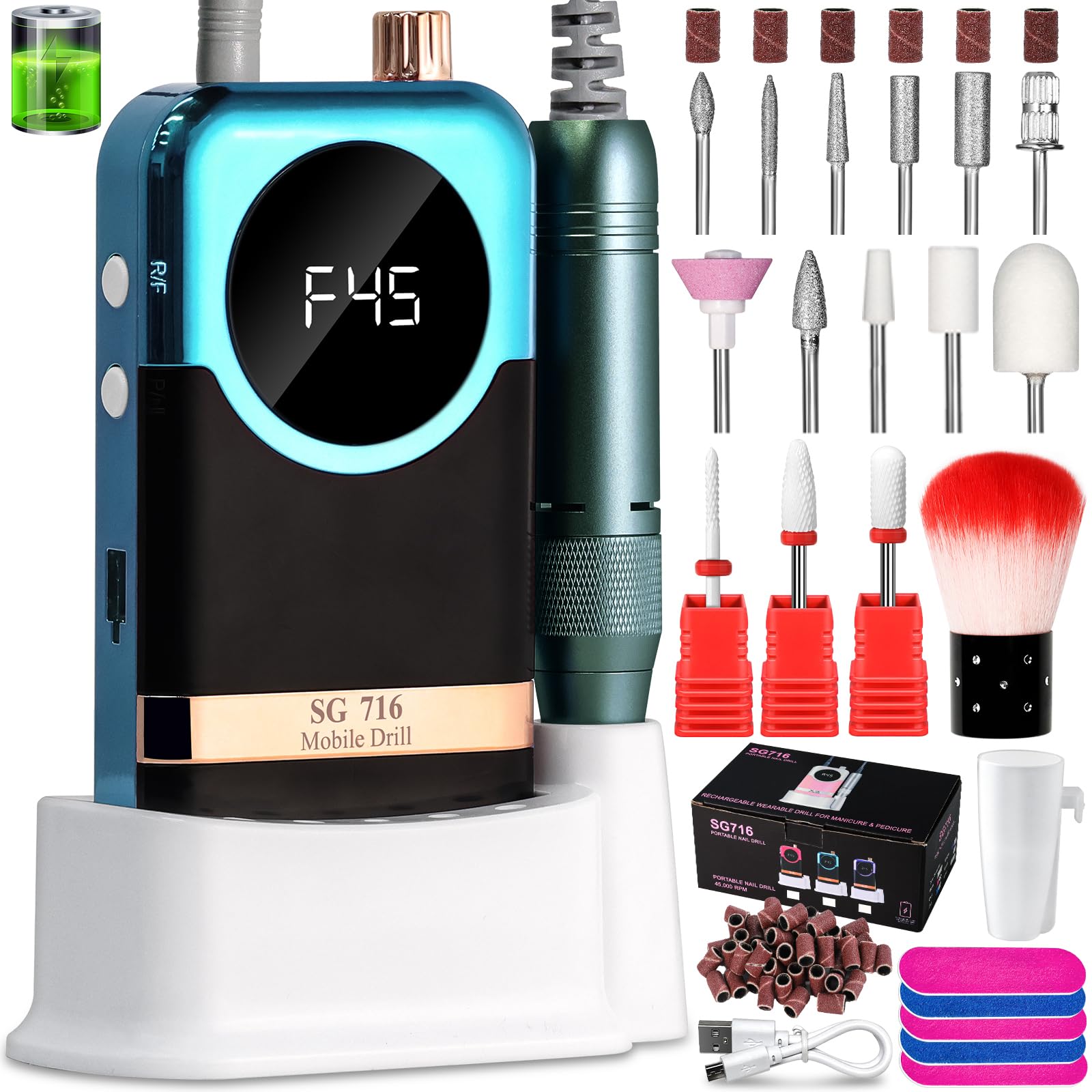 Perceuse à ongles électrique sans fil avec base de support stable - 8