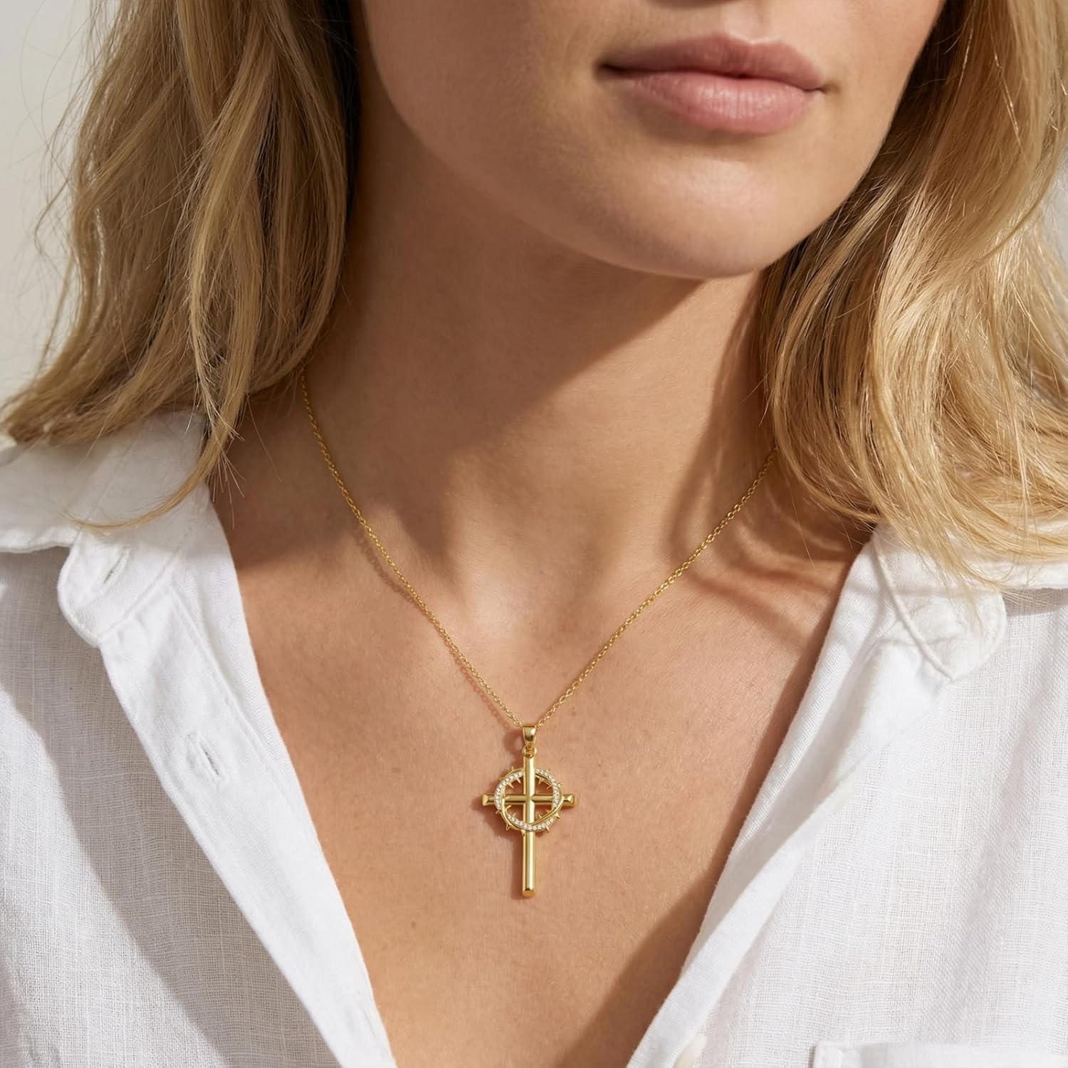 14K Gold Dainty Cross Necklace for Women Christian Cross Pendant Necklaces Jewelry Valentines Day Gifts for Wife Girlfriend Her - Image 6
