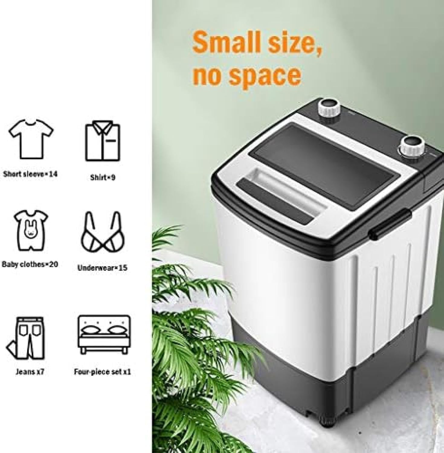 Clothes Laundry Machines, Washing Machine 14lbs Capacity, Washer Dryer Combo, Spin Basket, Fit Any Sink Washes, Portable Washer for Dorms Apartments, Luxury