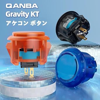 QANBA Gravity KT Arcade Controller Button Variable Stroke Silent Button 8-Piece Set Boxed Insertion Type 24/30mm Arcade Button Gravity Mechanical Shaft High Durability Compatible with Arcade