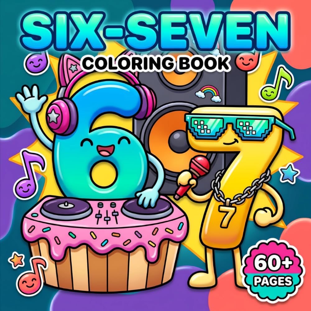 Six Seven Coloring Book: Relaxing Meme-Style Art With Youthful Energy, Cute Details, And Entertaining Designs For Screen-Free Enjoyment