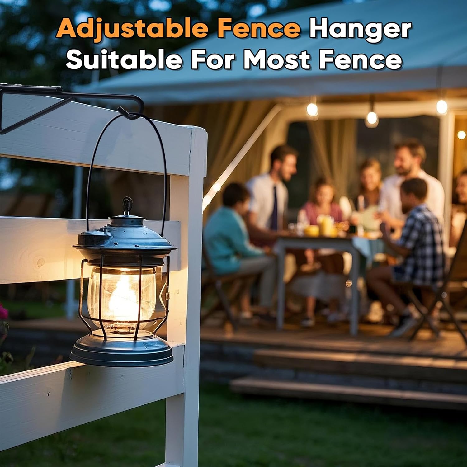 4Pack Adjustable Vinyl Fence Hooks Fit Fence Widths 0.75-3 Inch, Heavy Duty Vinyl Fence Plant Hangers for Hanging Plant Bird Feeders, Lights, Basket Over the Fence Hanger for Hanging Plant Outdoor