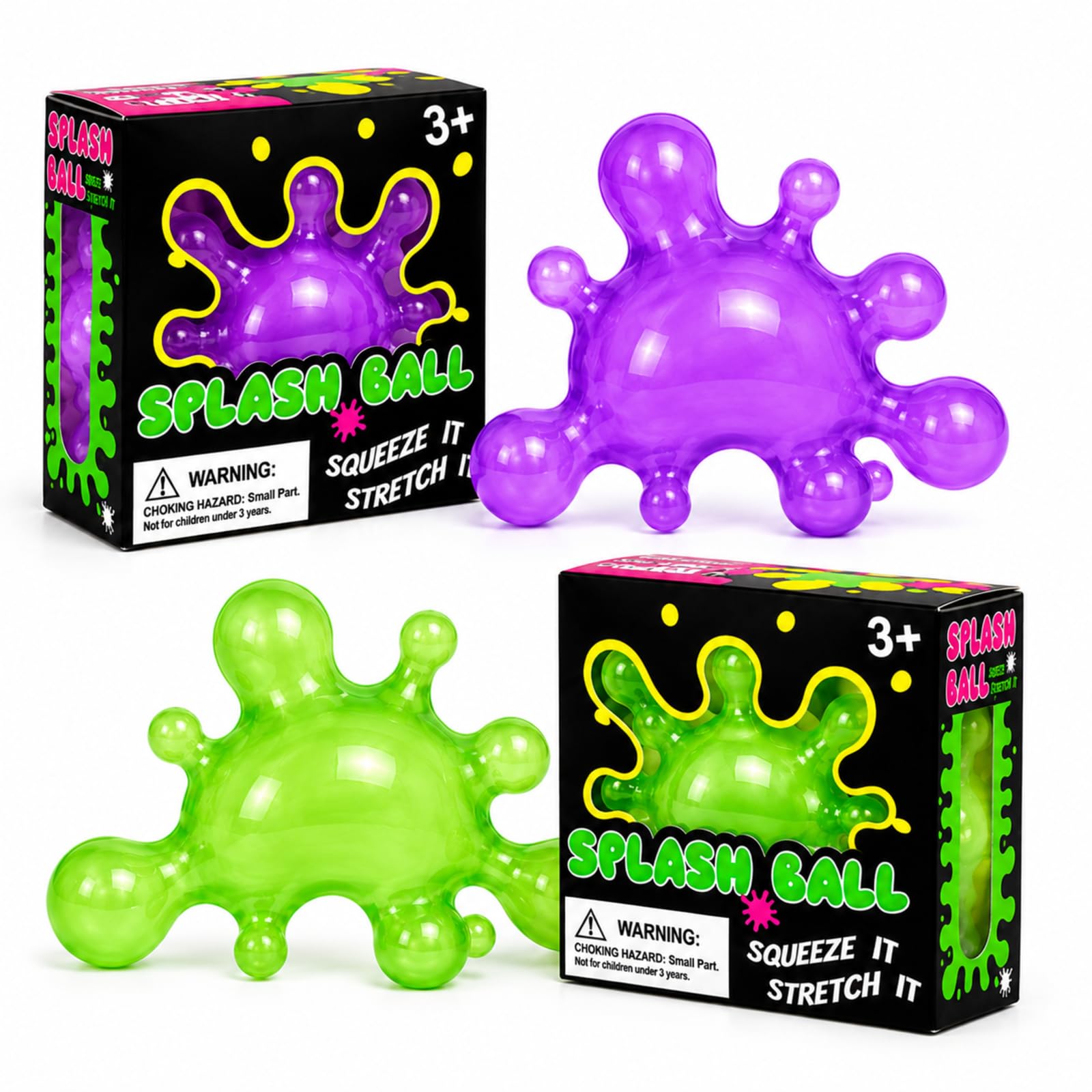 2PCS Squishy, Sensory Tools for Focus, Slow Rise for Office Use, Green and Purple Set with Storage Boxes, Slow Rise, Snowball, Similar to Bread and Fruit Squishy