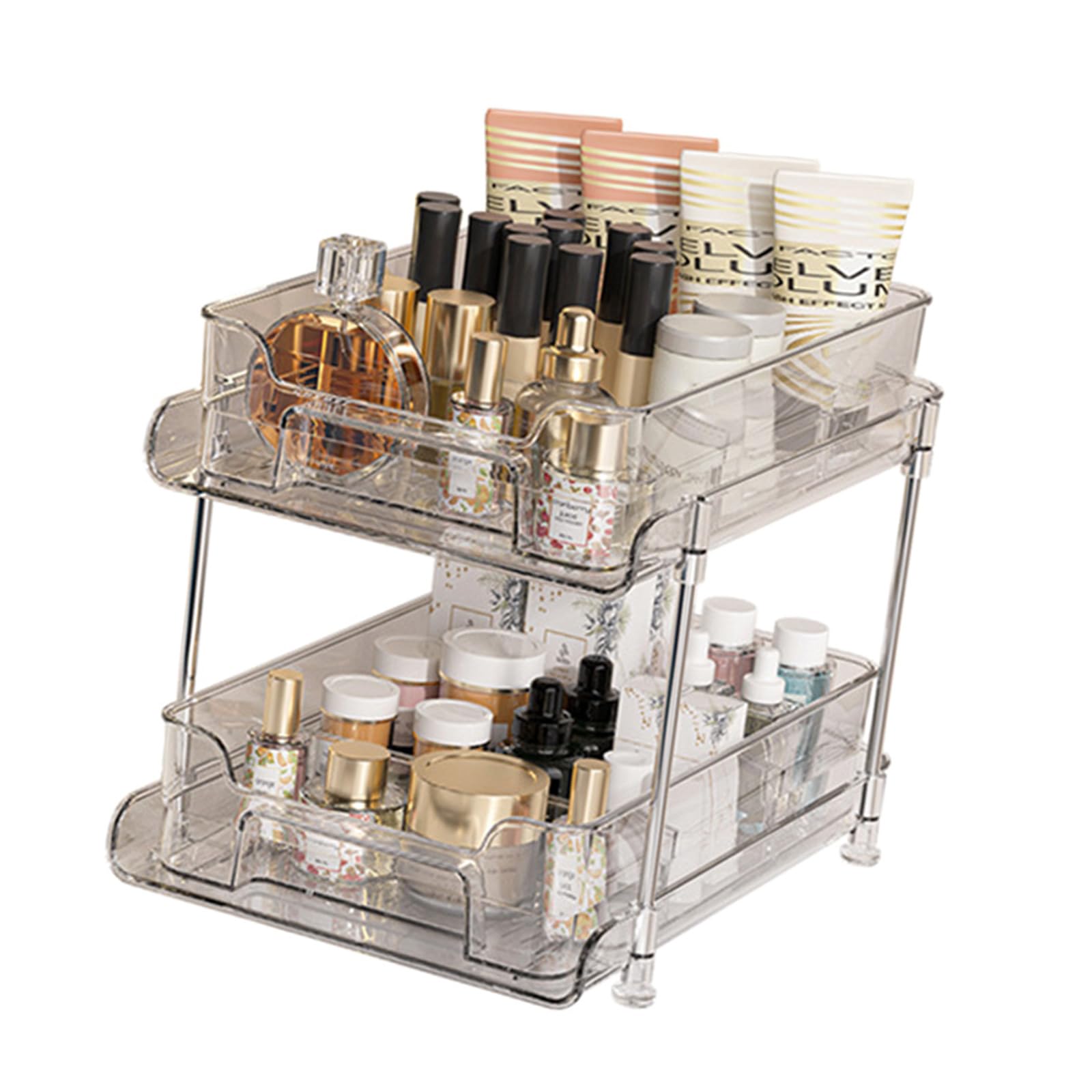 Elegantes organizadores de cosméticos extraíbles, resistentes para entusiastas del maquillaje, estante de almacenamiento transparente, organizador de cosméticos, suministros para minoristas