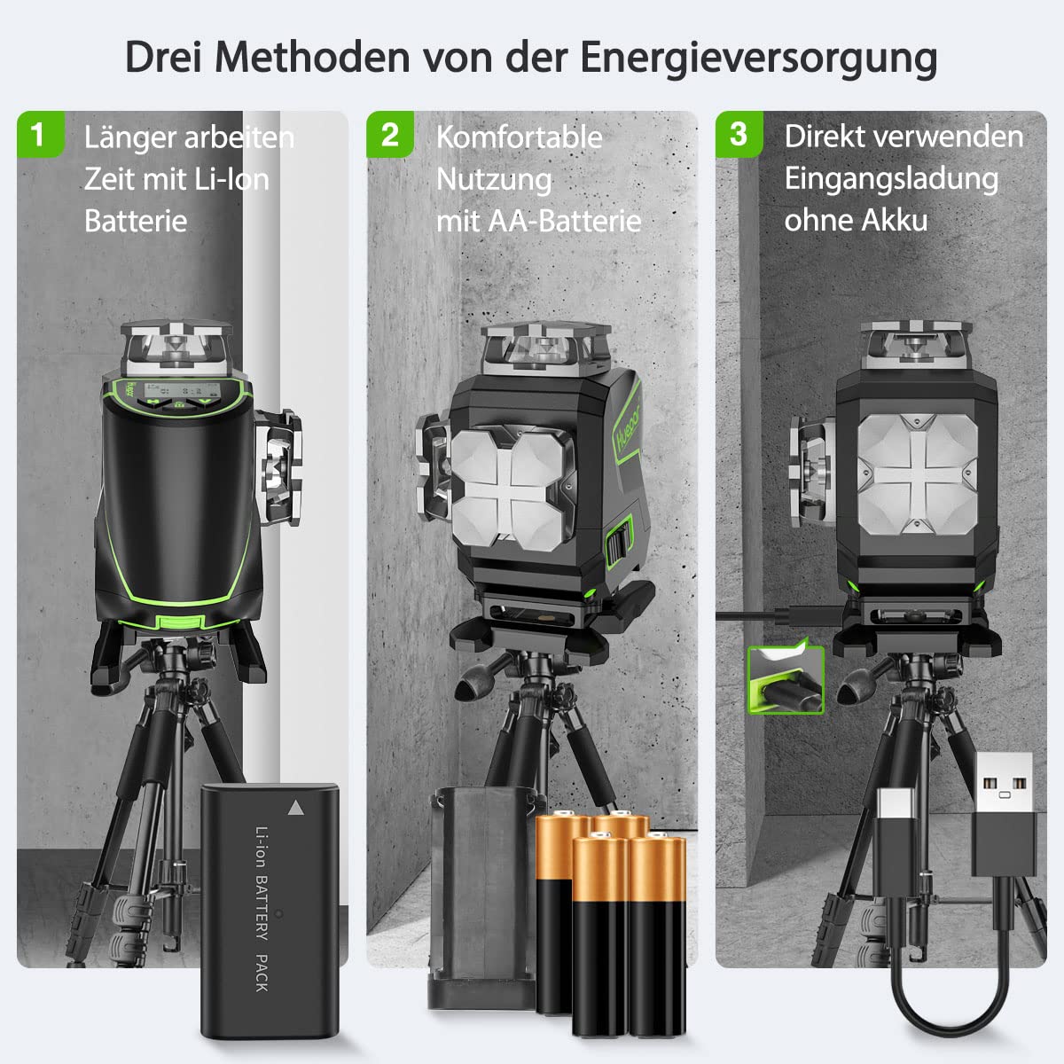 Huepar 16 Linien-selbstnivellierendes Laserniveau 4 x 360 ° mit LCD-Bildschirm, 4D Bluetooth Grüner Strahl Laserwerkzeug, Horizontal/Vertikal Laser -Fernbedienung & Hartschalenkoffer S04CG-C