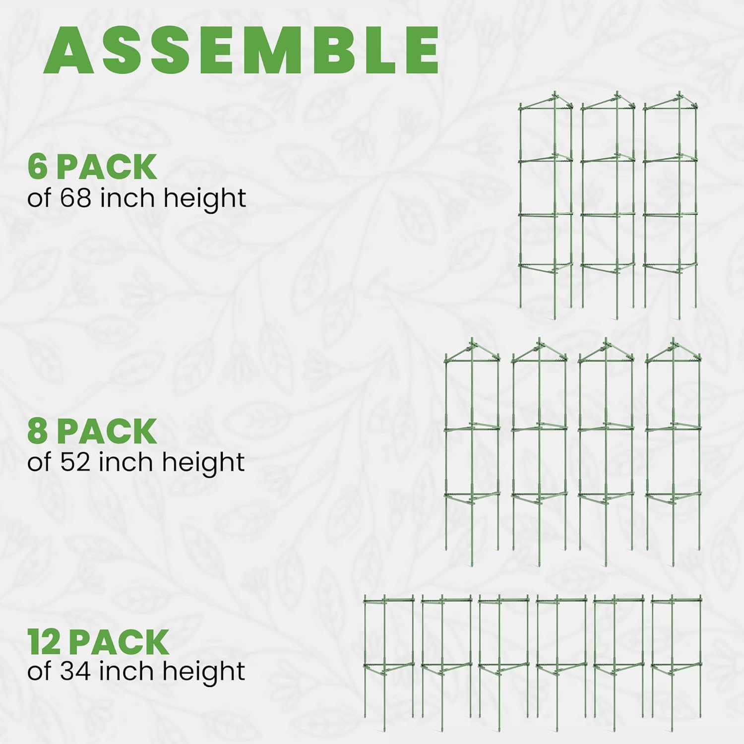 Tomato Cage - Tomatoes Plant Stakes Support Cages Trellis for Garden and Pots (6 Pack, 68 Inches)