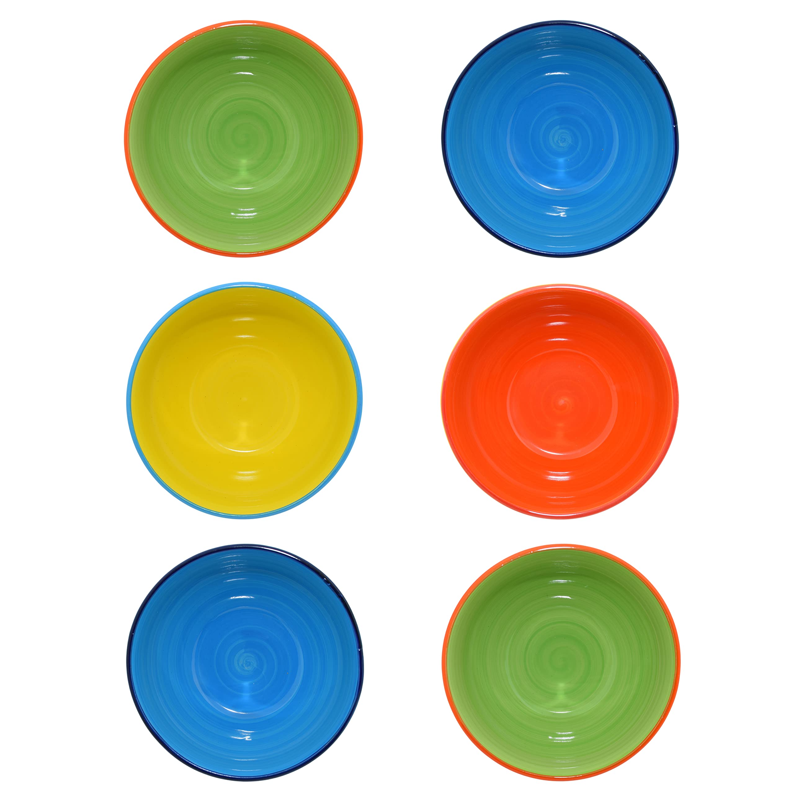 Lot de 6 bols à céréales multicolores - Bols à fruits, soupe, glace, ramen, Bols colorés en céramique