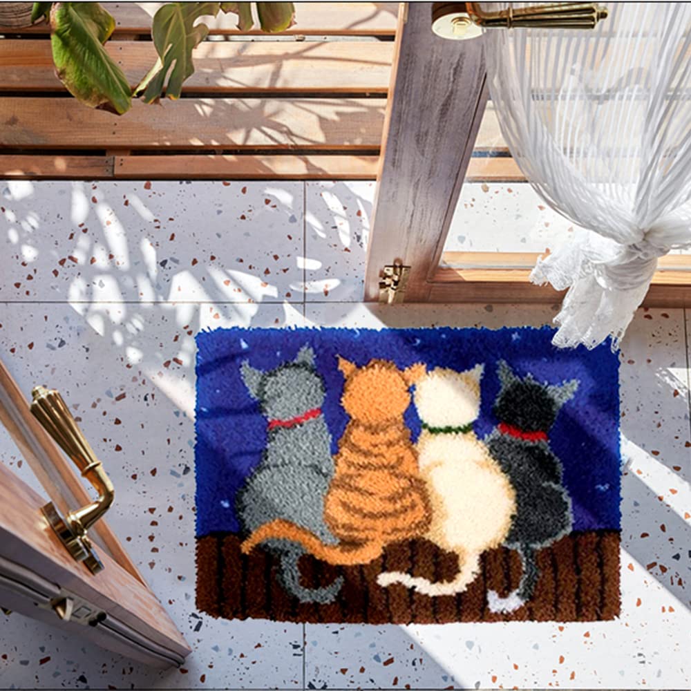 Kit Tapis à Crochet ROCKY&CHAO 60x40cm - Kit DIY Tapisserie Hibou Blanc Pour Adultes Et Enfants