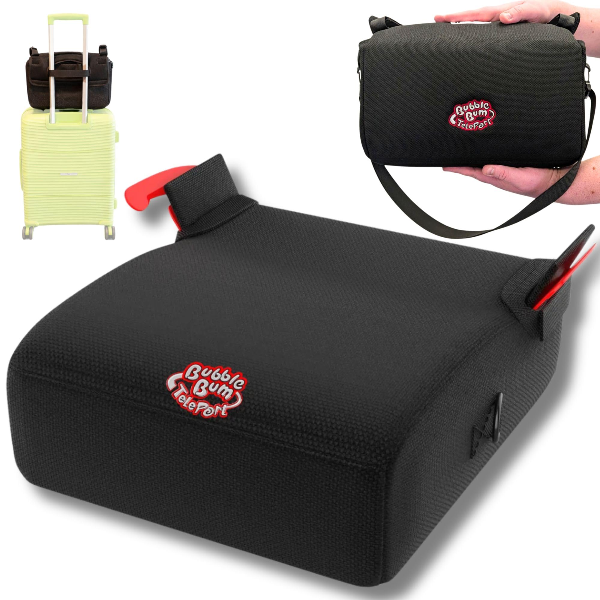 BubbleBum Teleport Auto-Sitzerhöhung, rückenfreier Sitzerhöhung, Teleskop-tragbarer Autositz, ideal für den täglichen Gebrauch und faltbar für Reisen, R129-zertifiziert, Kinder-Kinder-Höhe 125 cm bis