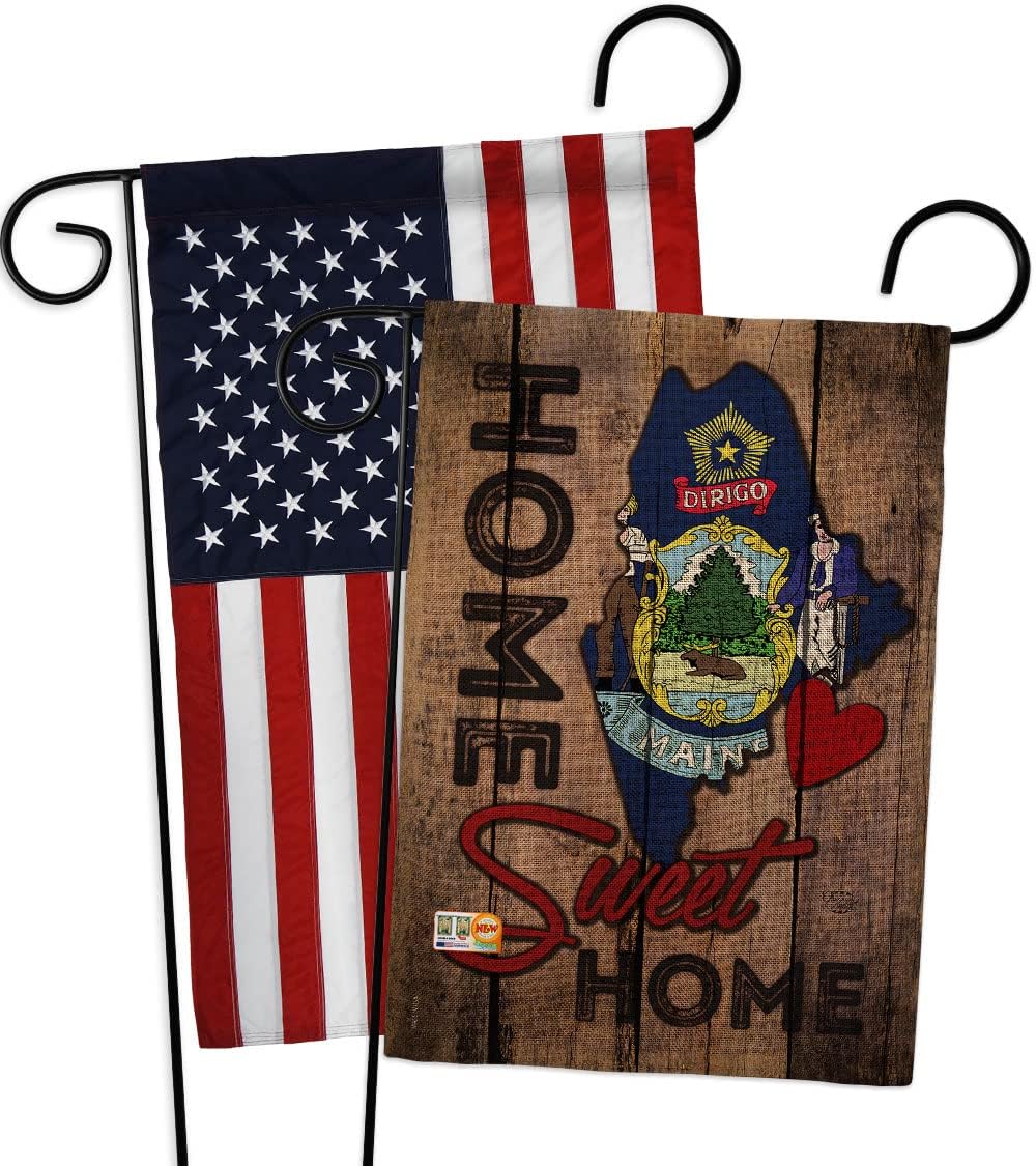 State Maine Home Sweet Garden Flags Pack Americana States USA American Territories Republic Country Particular Area Support Our Troops Small Gift Yard House Banner Made In 13 X 18.5