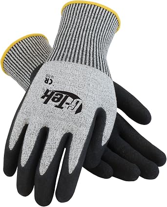 G-Tek 16-350/L, Seamless Knit PolyKor Blended with Double-Dipped Nitrile Coated MicroSurface Grip on Palm & Fingers