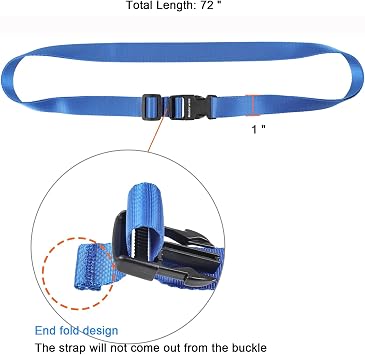 Buckle Straps With Clips, Adjustable Nylon Straps, 4 Pack, Blue, 6’x1