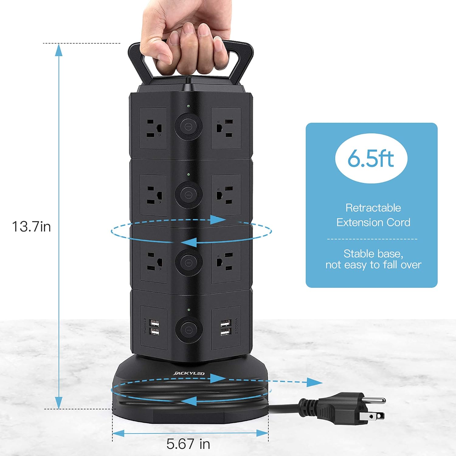 🛒 Crazy Deals JACKYLED Power Strip Tower Surge Protector with 14 AC Outlets and 4 USB Ports Electric Charging Station 6.5ft Heavy Duty Extension Cord for Home Office Multiple Devices Black Super Big Clearance! JACKYLED Power Strip Tower Surge Protector with 14 AC Outlets and 4 USB Ports Electric Charging Station 6.5ft Heavy Duty Extension Cord for Home Office Multiple Devices Black