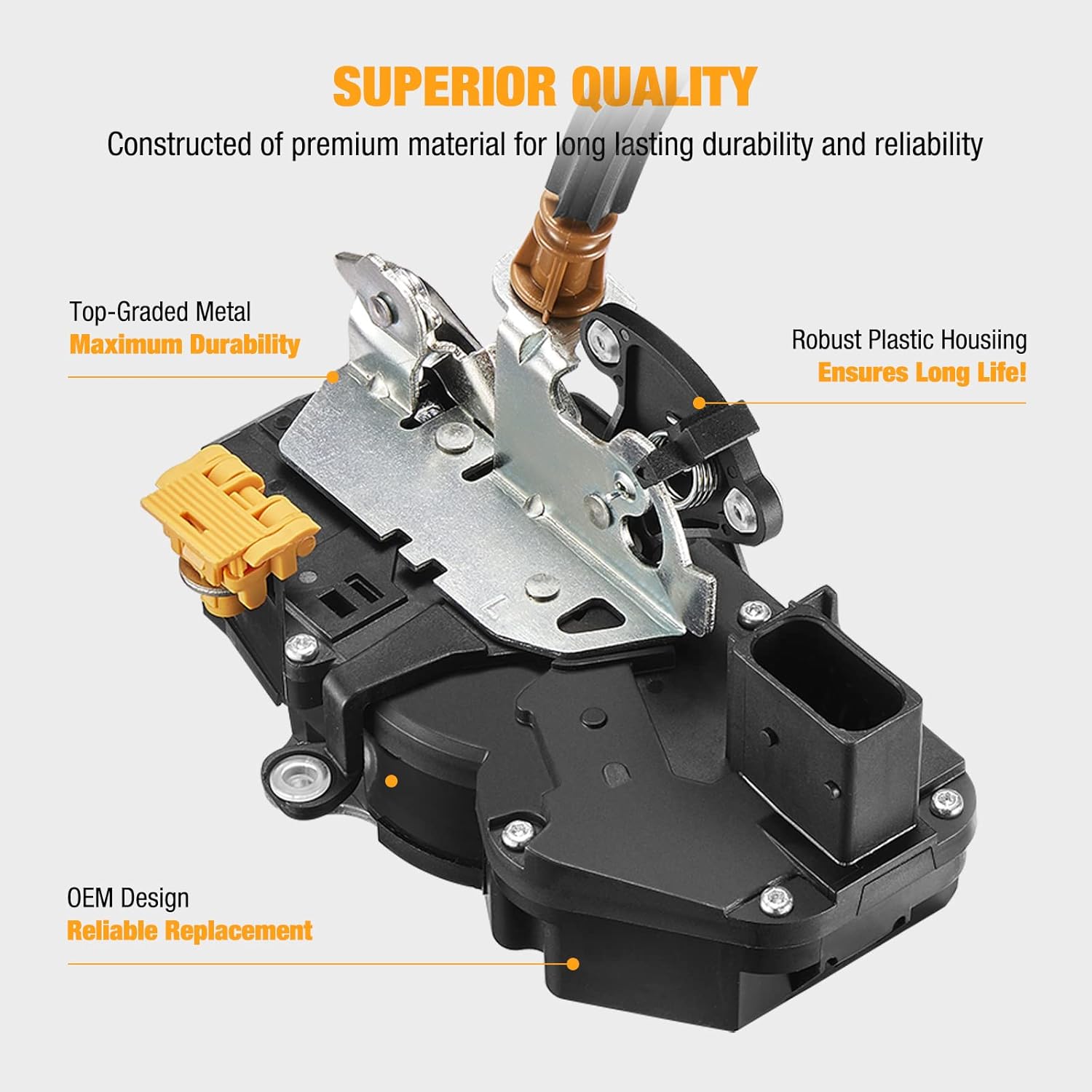 SYERAL Power Door Lock Latch Actuator with Cable Front Left Driver Side Door Latch Compatible with Chevrolet Silverado Sierra 1500 2500 HD 3500 HD