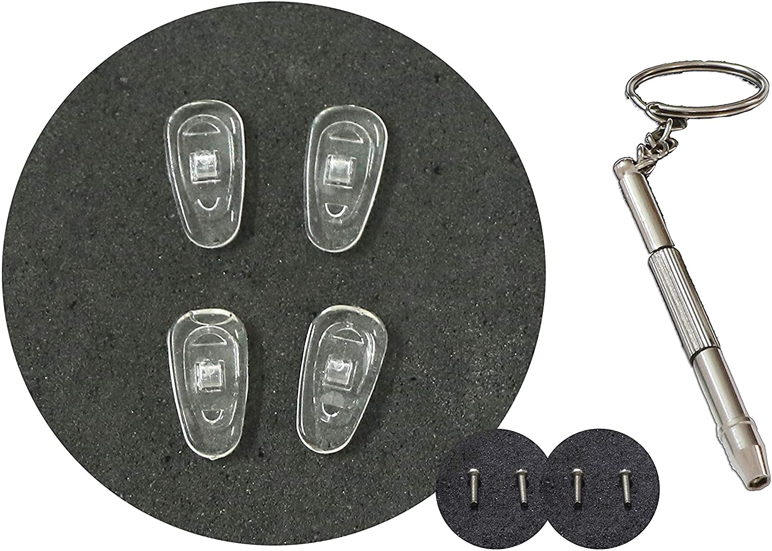 Sunshades Silicon Nose Pads For Spectacles Glass Eye Wears Set Of 2 Pairs, Screw 2 Pairs And 1 Screwdriver Eyewear Accessories, Transparent Sunshades Silicon Nose Pads For Spectacles Glass Eye Wears Set Of 2 Pairs, Screw 2 Pairs And 1 Screwdriver Eyewear Accessories, Transparent