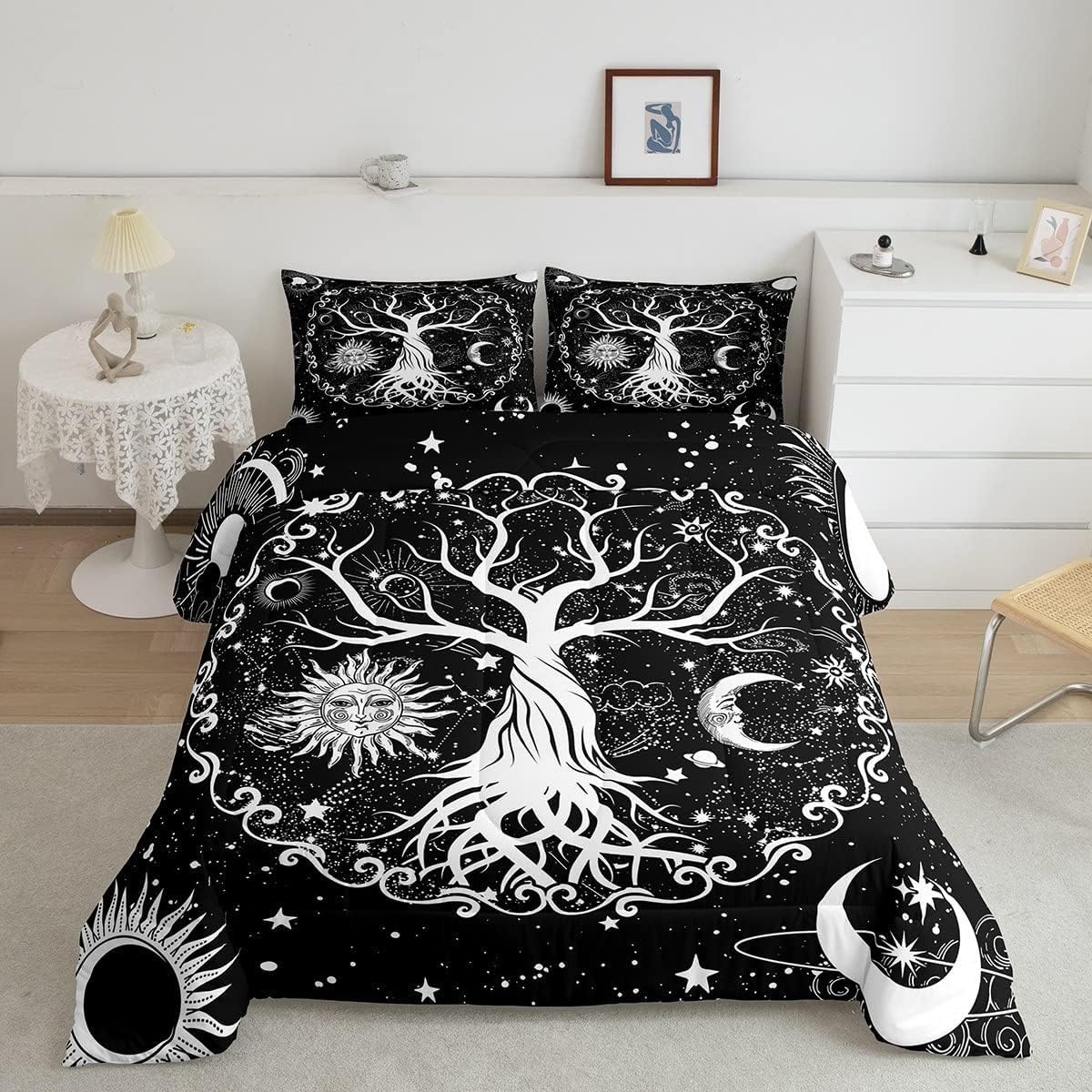 Housse de Couette 240x260 Grand Arbre avec 2 Taies d'Oreiller