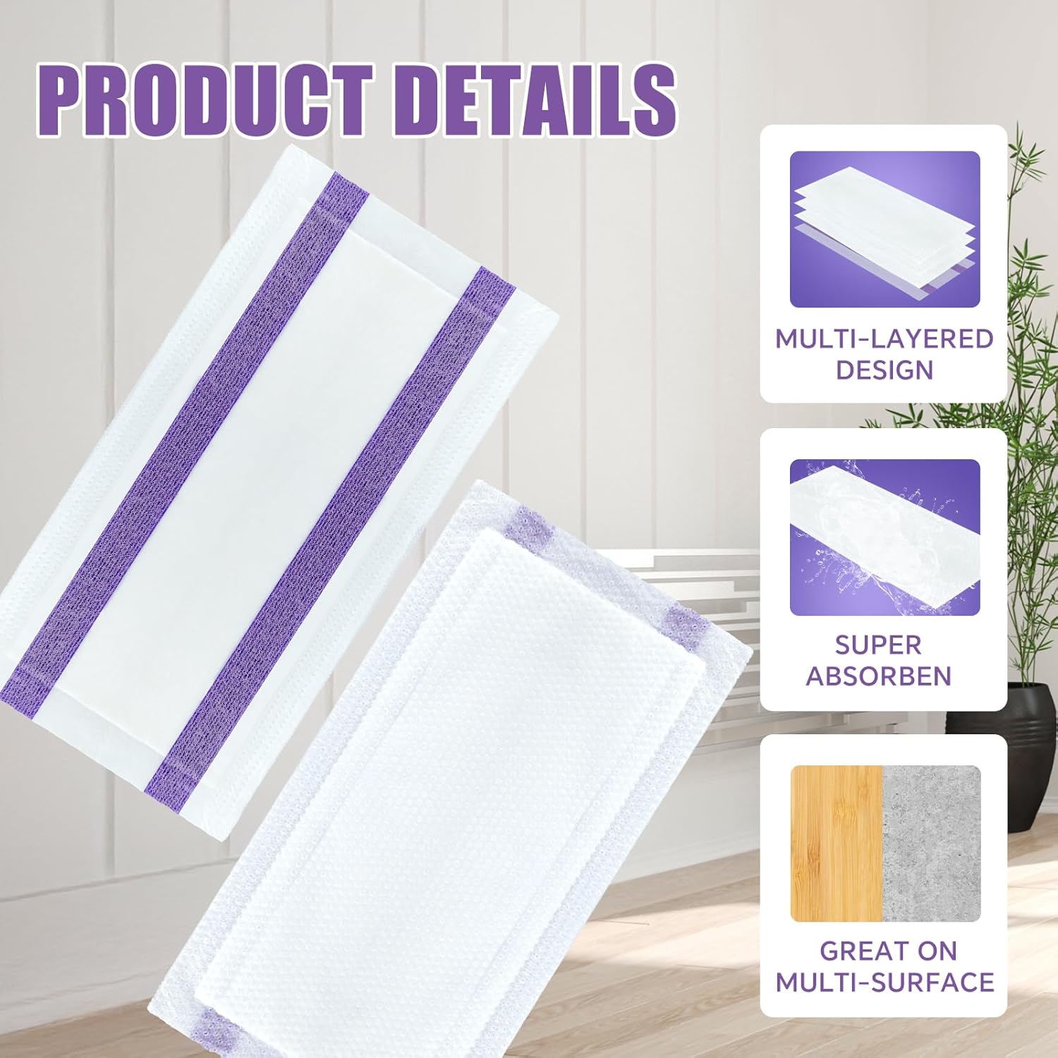 50 Count for Swiffer Wet Jet Pads, Disposable Wet Jet Pads, for Swiffer Wet Pads Refill for Spray Mop, All-Floor Cleaning Pads Safe for Hardwood & Multi-Surface