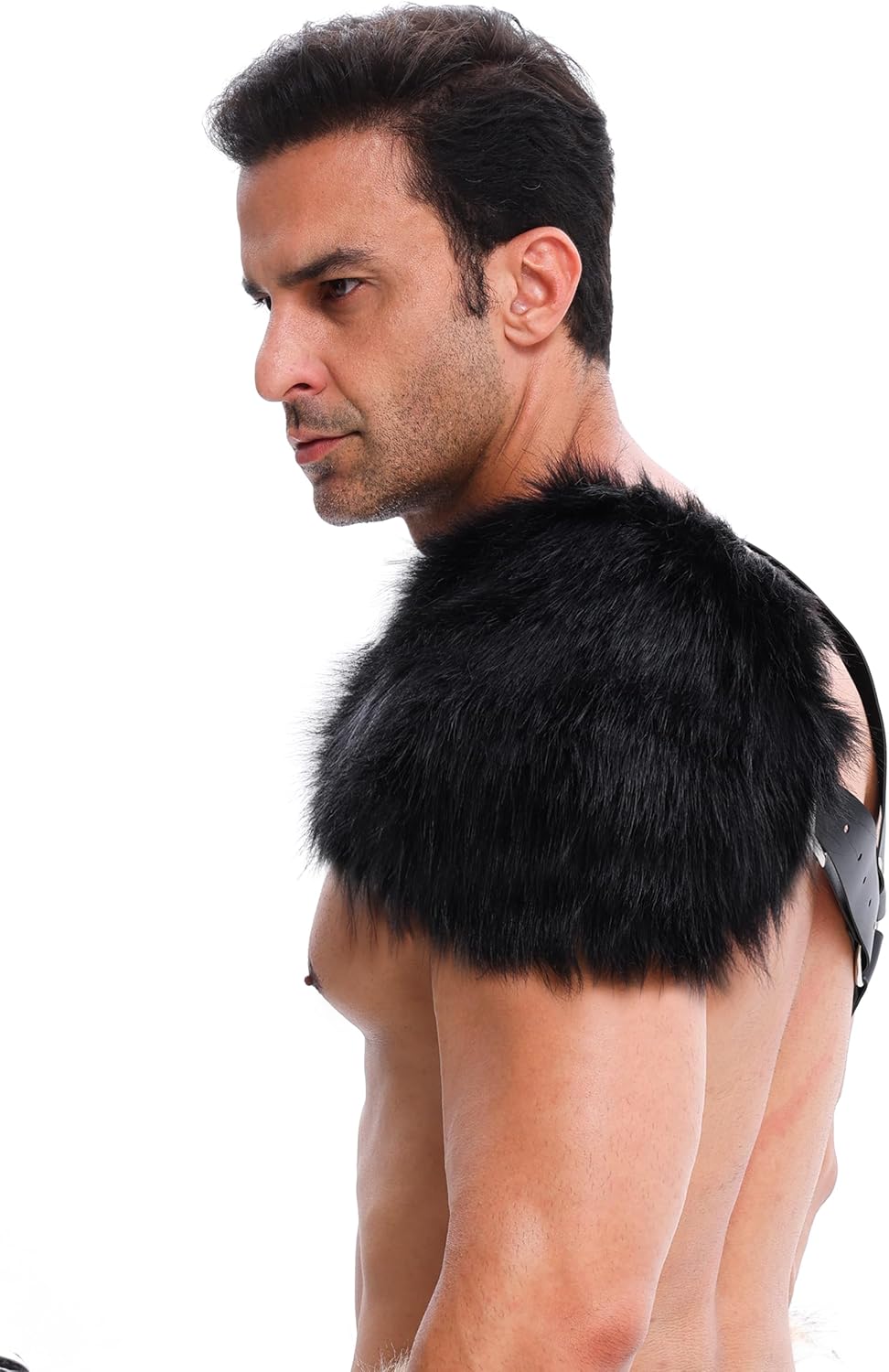 Viking Faux Fur One Shoulder Wrap for Armor Men Shawl Cosplay Medieval Halloween Costume Accessory - Image 7