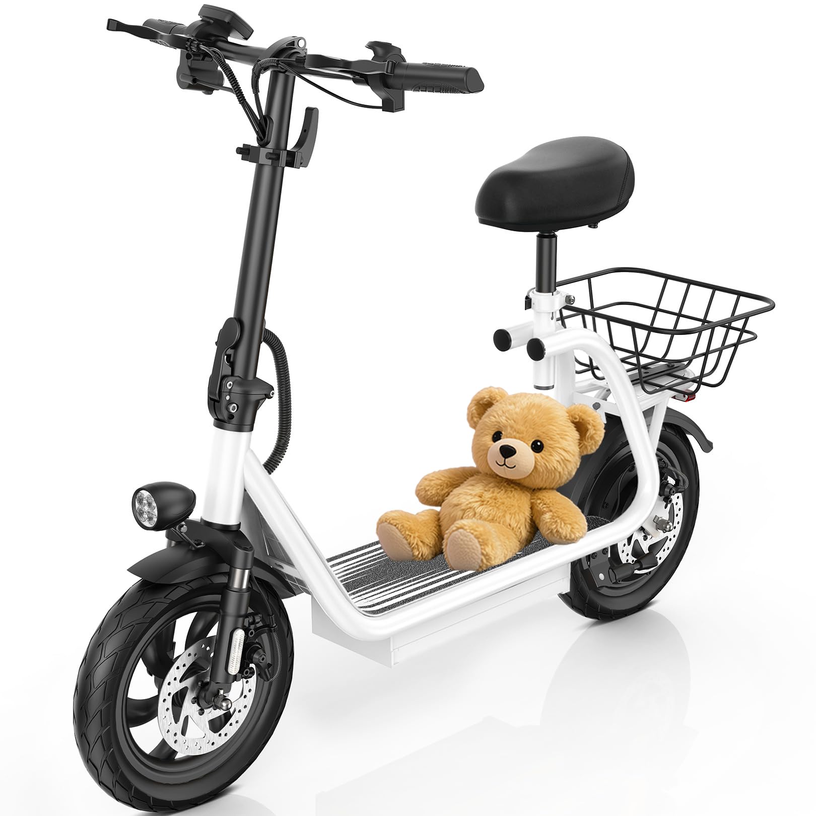 CaromaPeak 500W/800W/1200W Electric Scooter with Seat,14" Fat Tire Electric Scooter for Adults,30 Miles Range&20MPH Max Speed,E Scooter 300 LBS Max Load
