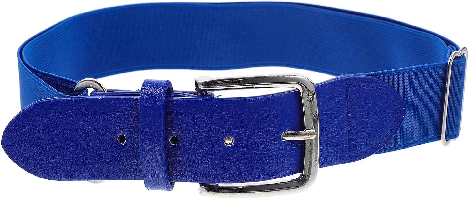 Elastic Baseball Softball Belt for Men and Women, Adjustable Stretch Faux Leather Waistband, Sports Outdoor Softballs Pants Belt in Bright Blue
