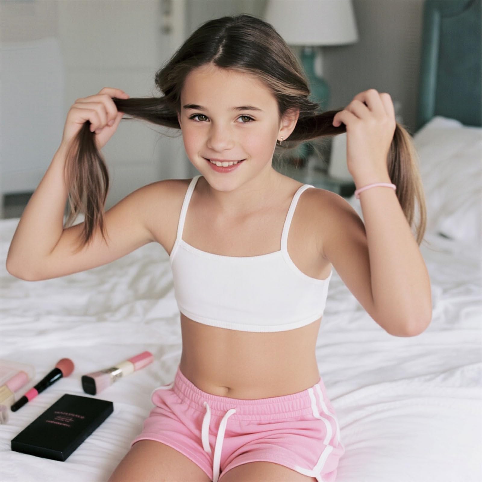 Sujetador de Entrenamiento Niña Algodón Top Deportivo No Acolchado 8-12 Años 8 Piezas