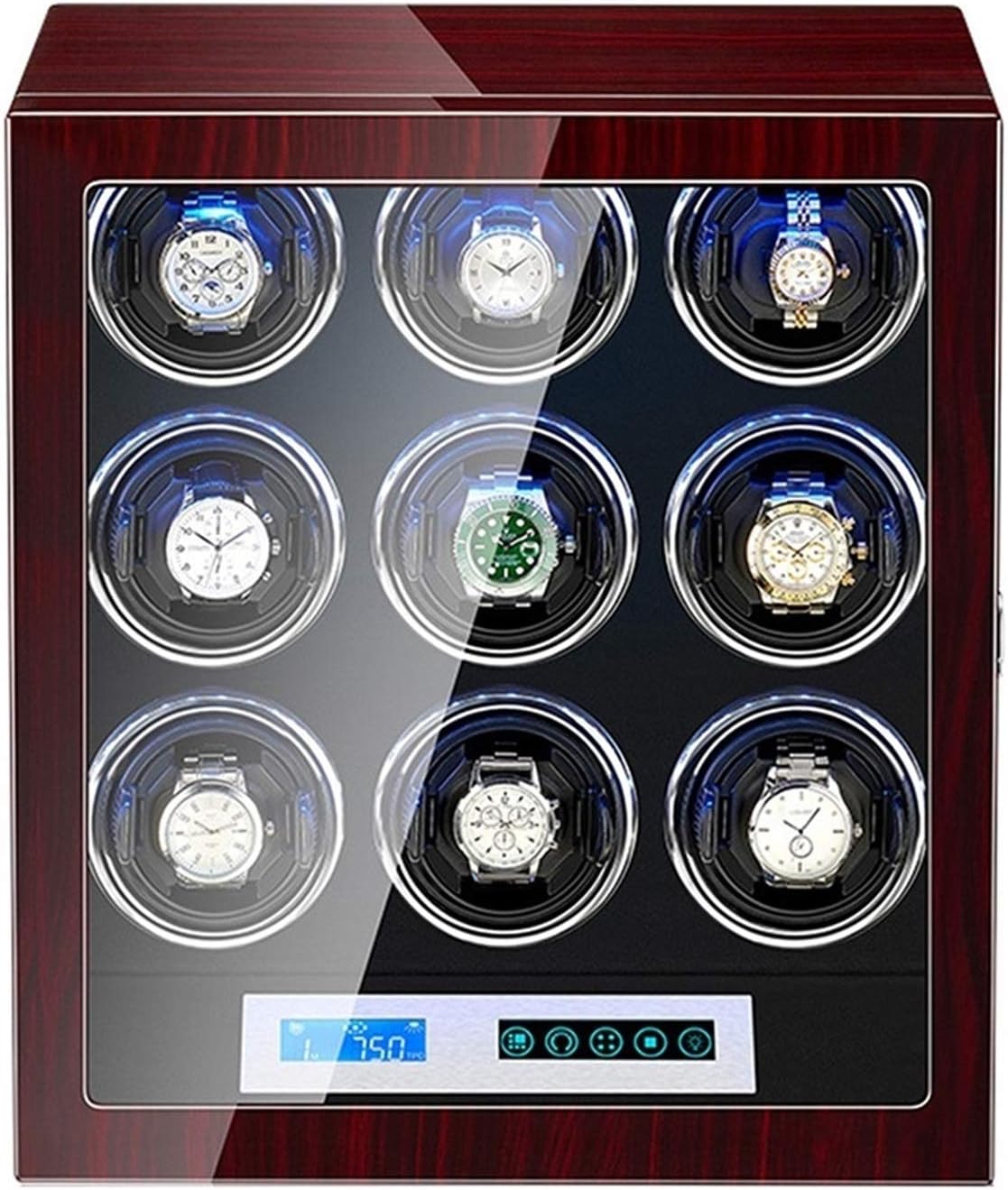 Automatic Watch Winder Box Built-in Illumination Silent Motor LCD Touch Screen Display for Men Women Watch Watch Winder Watch Box Best Gift