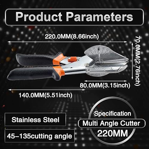 Miniatura 2 de KATUR Cortador de corte de inglete de ángulo múltiple Herramientas manuales de 45 grados a 135 grados con hoja de repuesto Tijeras de tubería de
