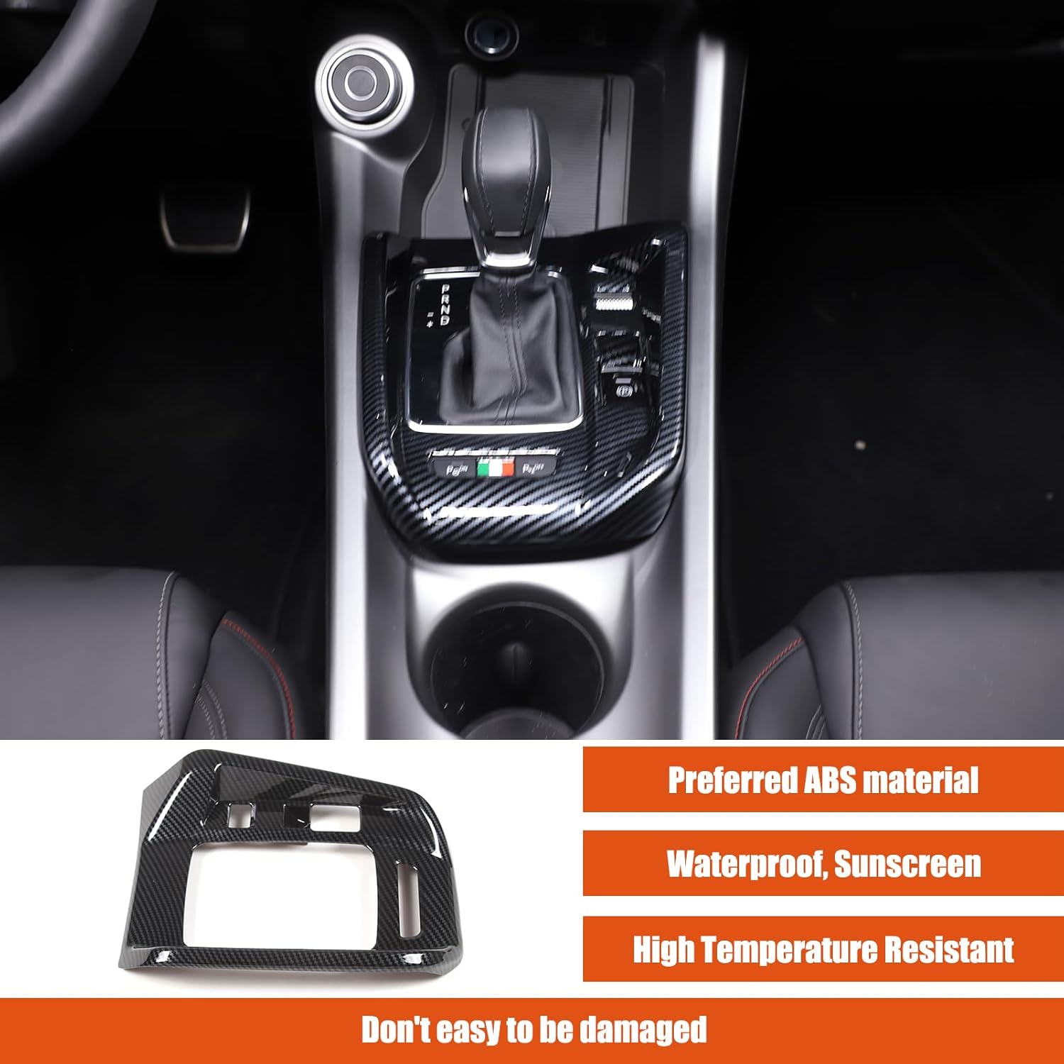 TOYCIDFG Car Center Console Gear Shifter Cover Trim Compatible with Alfa Romeo Tonale 2023 2024, Carbon Fiber Pattern Decoration Accessories