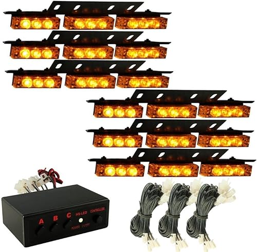 Miniatura 2 de 54 luces LED estroboscópicas intermitentes de uso de advertencia de emergencia, barra de luces estroboscópicas para parabrisas y parrilla (amarillo)
