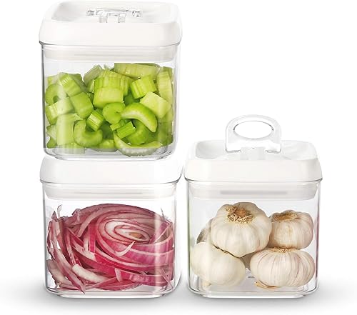 Felli Flip Tite Contenedor de almacenamiento de alimentos de 5 pulgadas de tamaño grande con tapa hermética, recipiente de cocina apilable para