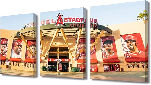 TUMOVO Lienzo de 3 paneles CA para pared, diseño de estadio de ángel Anaheim, impresiones artísticas para decoración de pared, imagen del hogar para