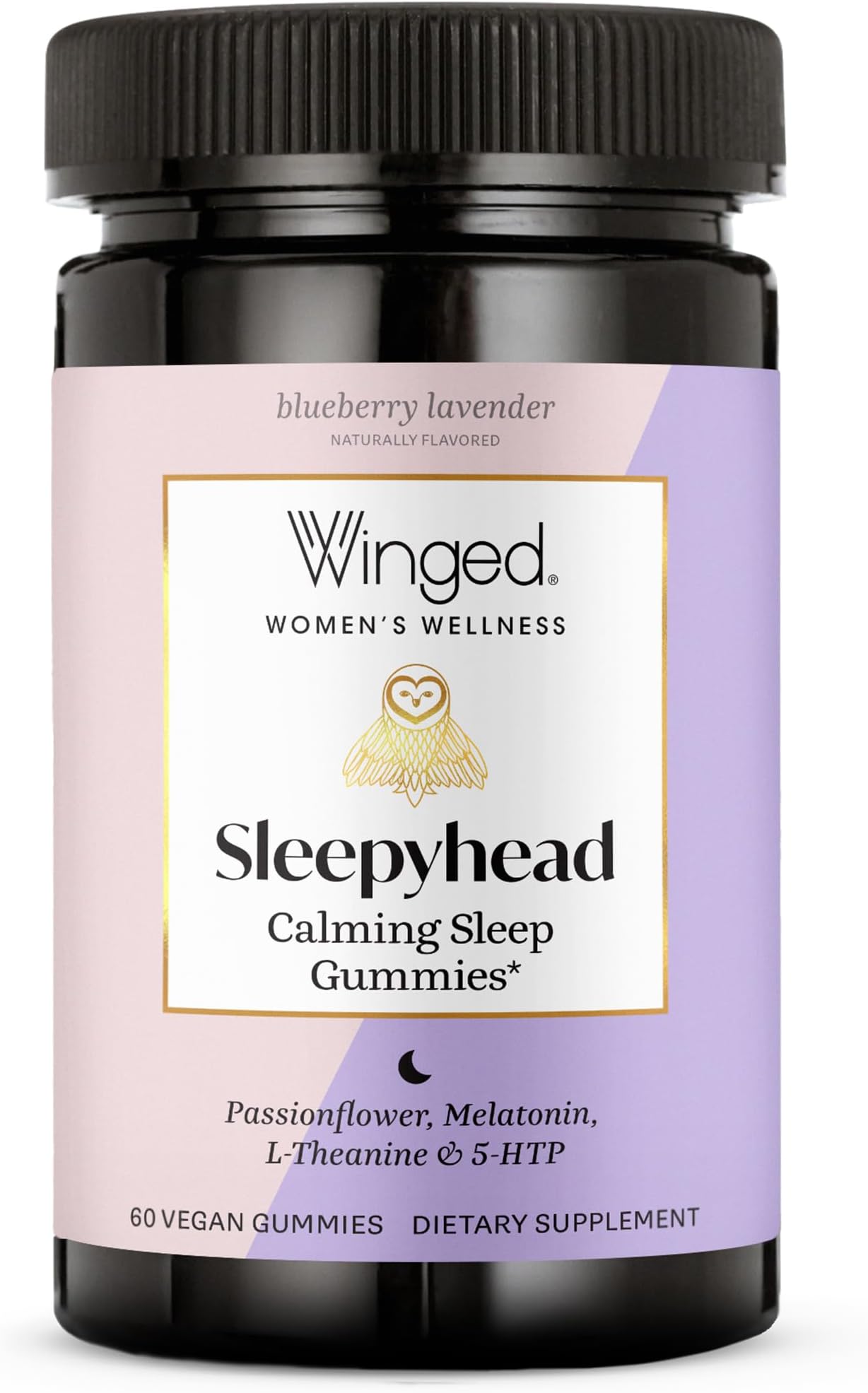 Winged Wellness Sleepyhead Natural Sleep Gummies for Women, 60 Gummies | Prime Sleep Support Aid for Adults with 3mg Melatonin, L-Theanine, 5-HTP - Vegan, Naturally Flavored Blueberry Lavender