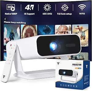 Mini Projector 4K Support, WiFi 6, Bluetooth 5, Auto Keystone