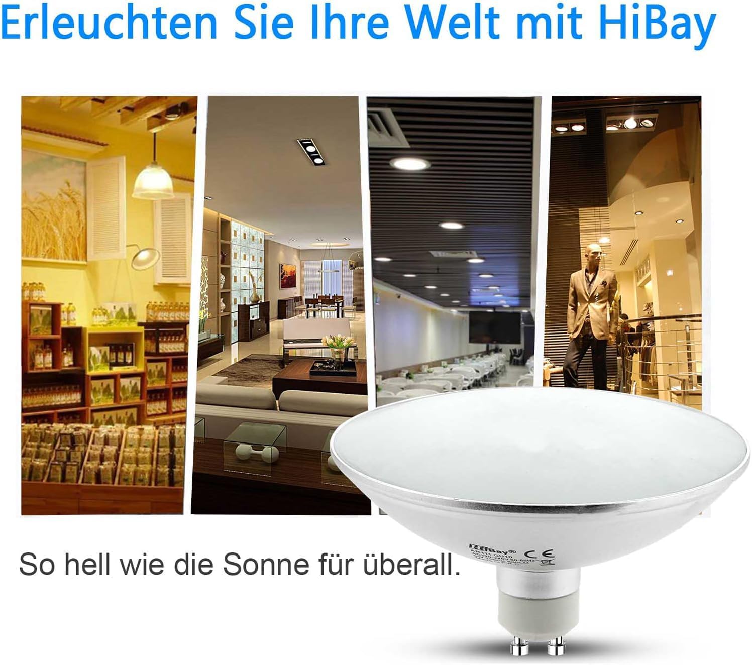 HiBay 4er Leuchtmittel GU10 LED AR111 Strahler Lampe 9W Spot Reflektor Ersatz für 75W Halogenlampen,800lm 3000K 120° Warmweiß,LED-Glühlampe für Restaurant, Kantine, Wohnzimmer
