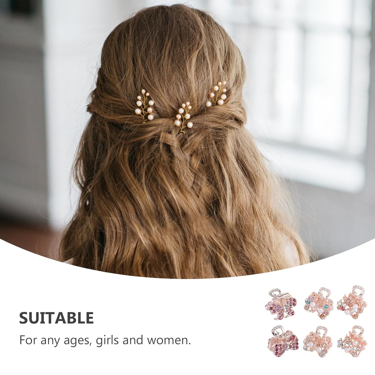 Metal Small Claw Hair Clips for Women,6Pcs Pearl Hair Clips Tiny Hair Claw Clips for Thin/Medium Thick Hair, Non-slip Short Hair Accessories - Image 6