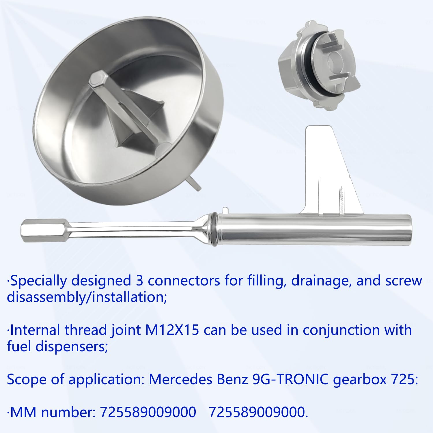 ZKTOOL 6-częściowy zestaw narzędzi do napełniania oleju przekładniowego, metalowy drążek, pasuje do Mercedes Benz 725.0 9-biegowy, adapter ATF (ATF109)