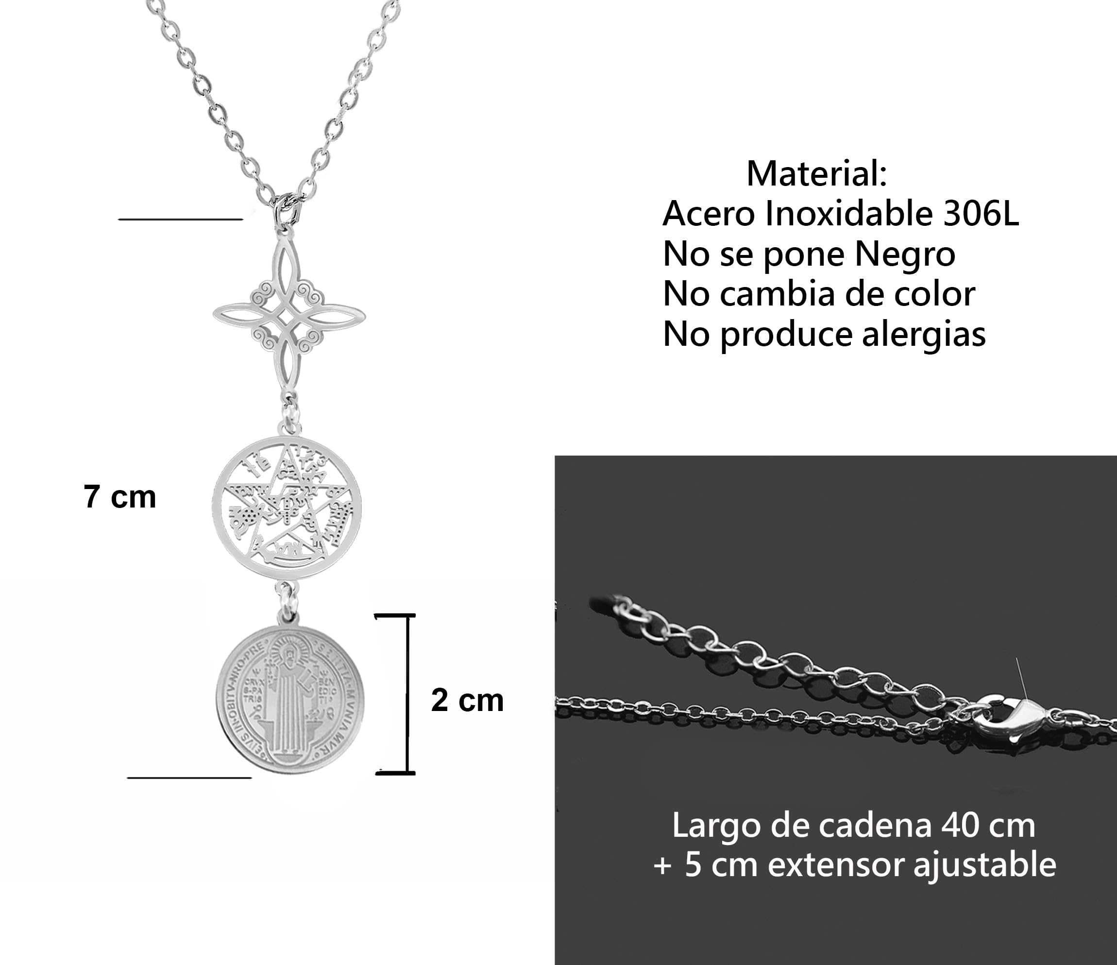 Only faith Collar de Mujer colgante Nudo de Bruja y Tetragramatón para Mujer Los 7 CHAKRAS, Colgante Largo de Símbolos Espirituales, Yoga Reiki Meditación Amuleto