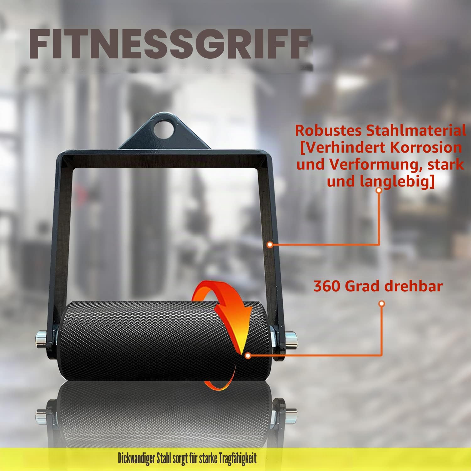 MARSAFIT Gym Fitness LAT Pulldown Attachments, Fat Arm Wrestling Exercise D Handle Cable Attachment, Arm Lifting Deadlift Handle Grip for Finger Wrist Strength