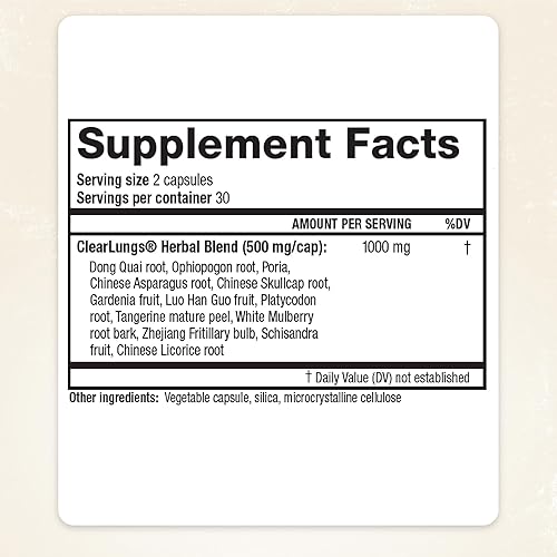 Miniatura 2 de Ridgecrest Herbal Clearlungs Classic Red Label - 60 cápsulas (paquete de 3)