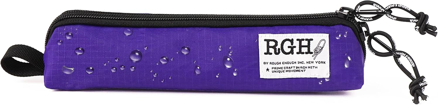 Rough Enough Small Pencil Pouch for Kids Adults, with Water-Repellent Sailcloth, YKK Zipper, Red Interior, and Stationery Organizer, for Art Supply Storage, School, Office, and Travel, Purple
