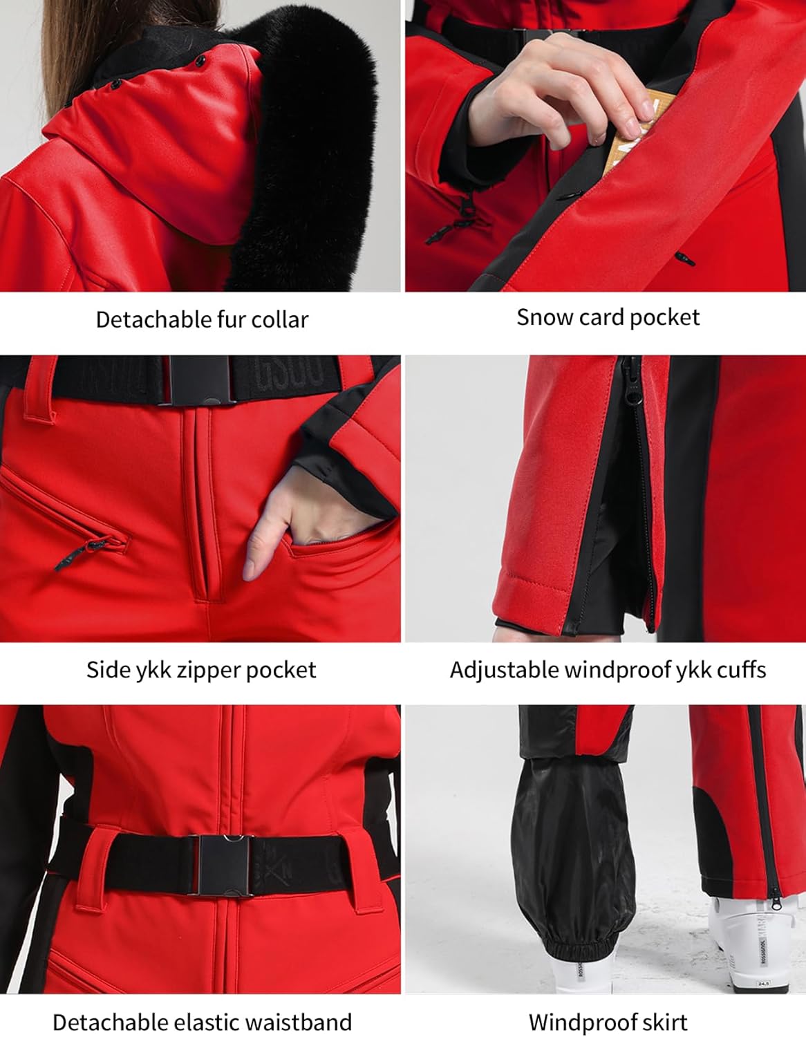 GSOU SNOW Womens Ski Suit One Piece Snowsuit Snowboard Slim Insulated Jumpsuit Jacket Waterproof Windproof for Outdoor Sports - Image 5