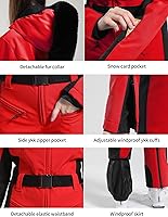 Vista 72 de GSOU SNOW Traje de esquí para mujer, traje de nieve de una pieza, para snowboard, delgado, aislante, impermeable, resistente al viento