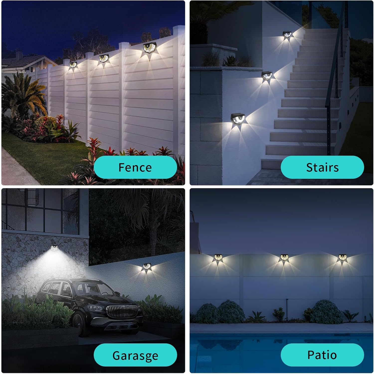Upgraded 2-in-1 Solar Outdoor Lights with Motion Sensor, Solar Wall Light & Security Lighting, PIR Motion Detection, IP64 Waterproof, Auto On/Off, for Garden, Patio, Yard, Garage, Pathway