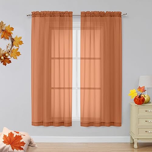 Miniatura 145 de OVZME 2 paneles de cortina traslúcidas para ventana, 96 pulgadas de largo, para dormitorio, diseño de bolsillo superior para cortinero, tratamiento