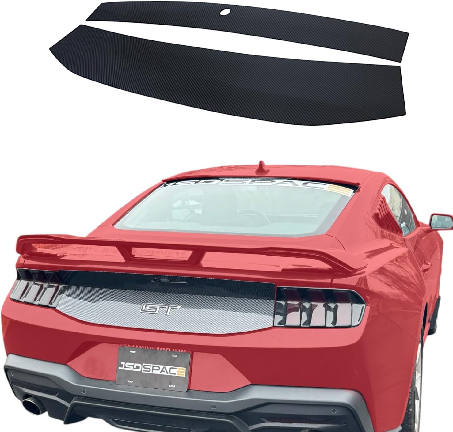 JSD 2-Piece Decklid Panel for 2024+ Ford Mustang (Carbon Fiber Style)