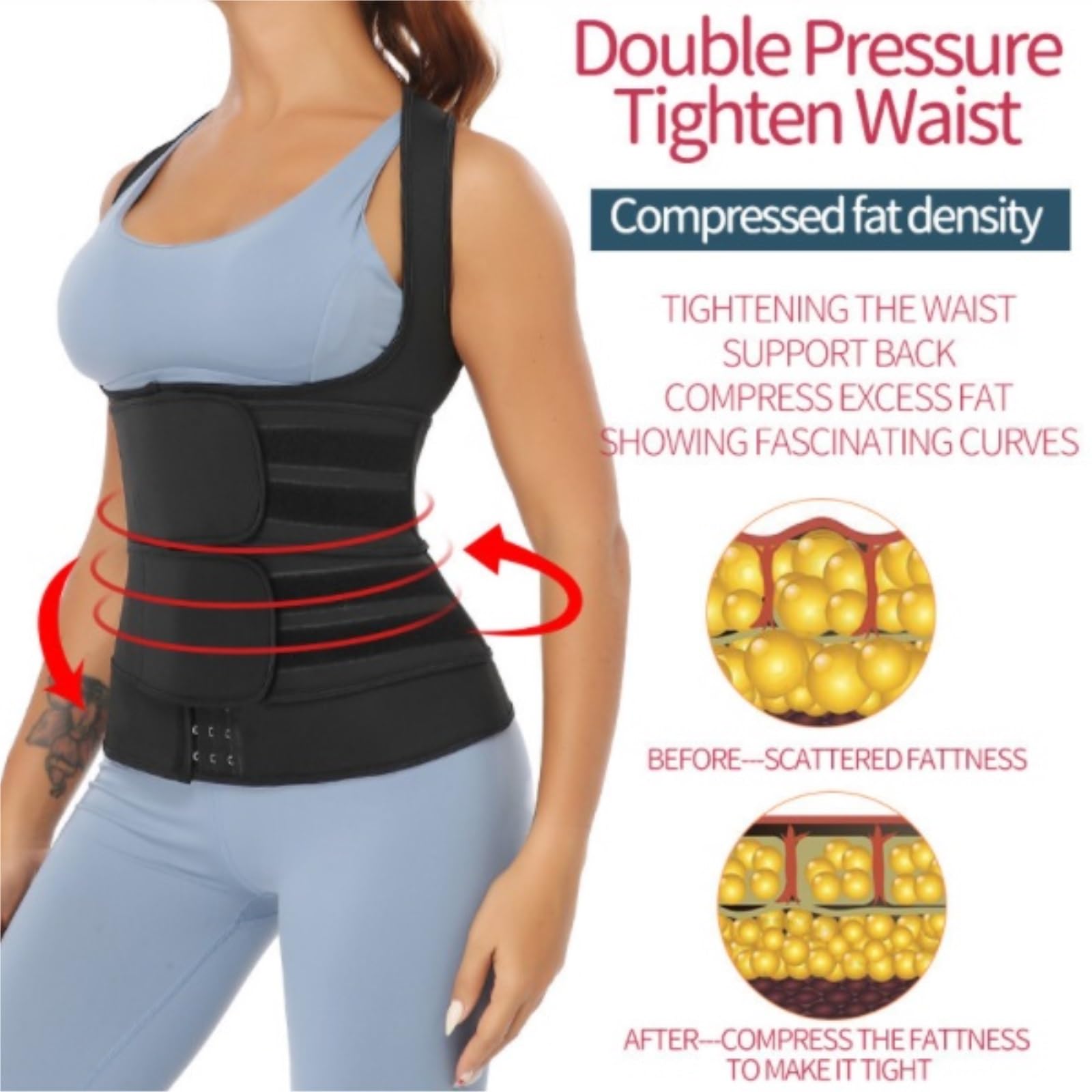 Faja Lumbar Chaleco De Entrenamiento De Cintura para Sauna, Faja Reductora De Sudor, Traje De Sauna, Faja Deportiva para Entrenamiento, Moldeador Corporal Cinturón Apoyo Lumbar(G,XL)