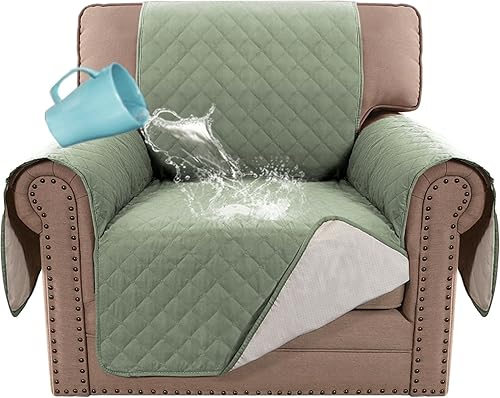 H.VERSAILTEX Funda de sofá 100% impermeable, protector de muebles para mascotas, niños, perros, gatos con respaldo antideslizante (silla, aguamarina